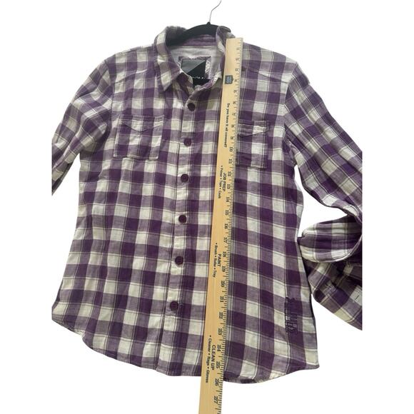 Volcom Womens Medium Cotton Purple Plaid Luna Long Sleeve Button Top #5650 - Picture 11 of 15